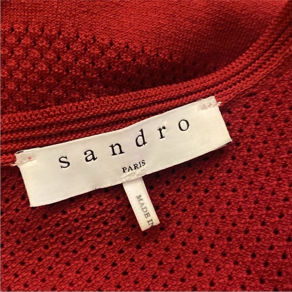 Sandro Red Milau Pointelle Ribbed Dress, S - Picture 11 of 15